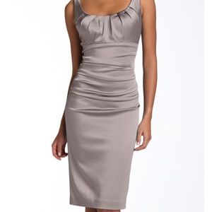 Teal satin party / cocktail dress.